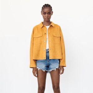 Zara Faux Suede Overshirt Mustard